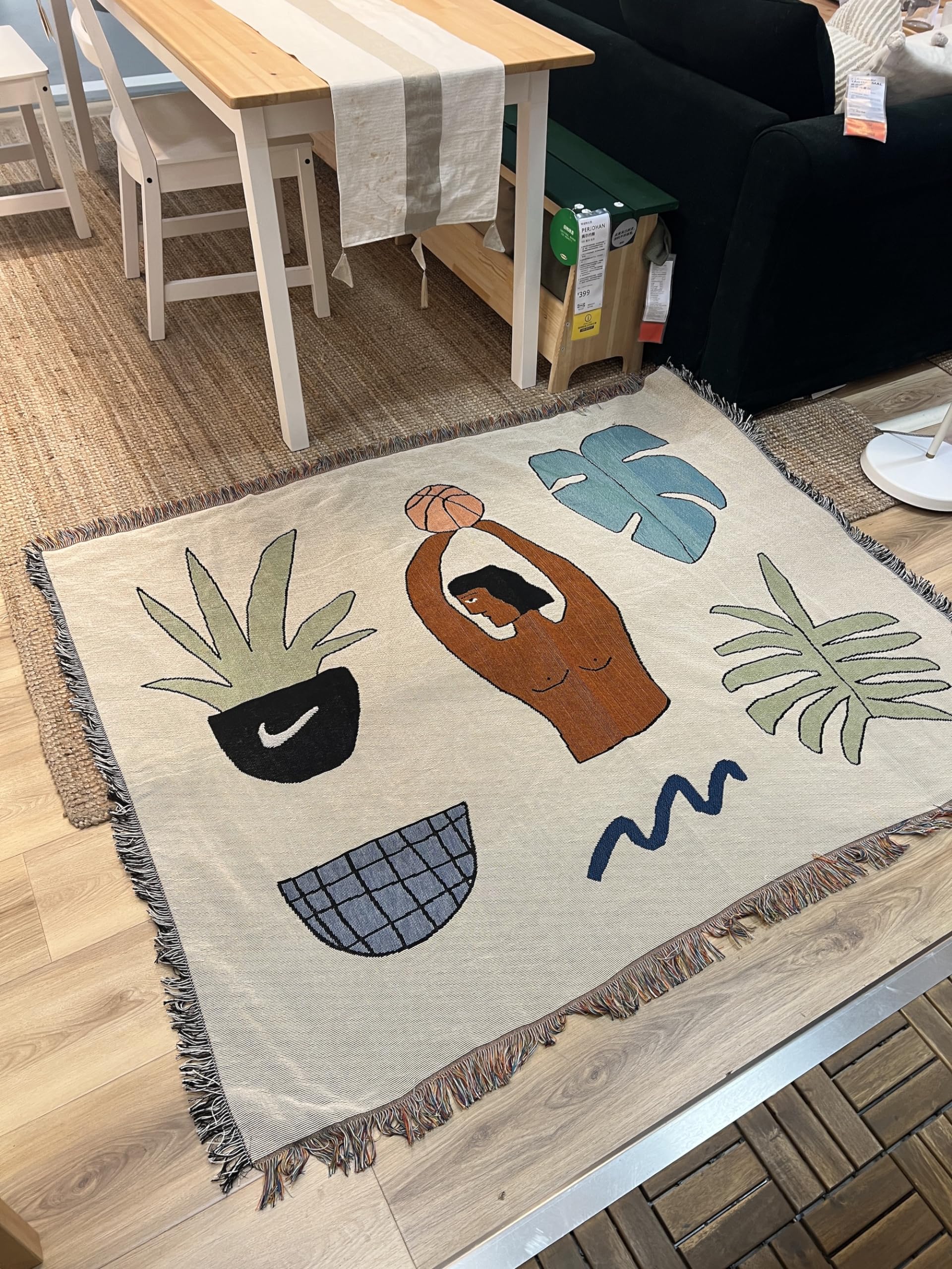 vintageラグ、ブランケット マルチカバー、画家 ノーマンロック